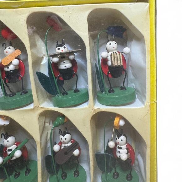VTG Small Ladybug Anthropomorphic Musician Figures Set - Picture 3 of 6